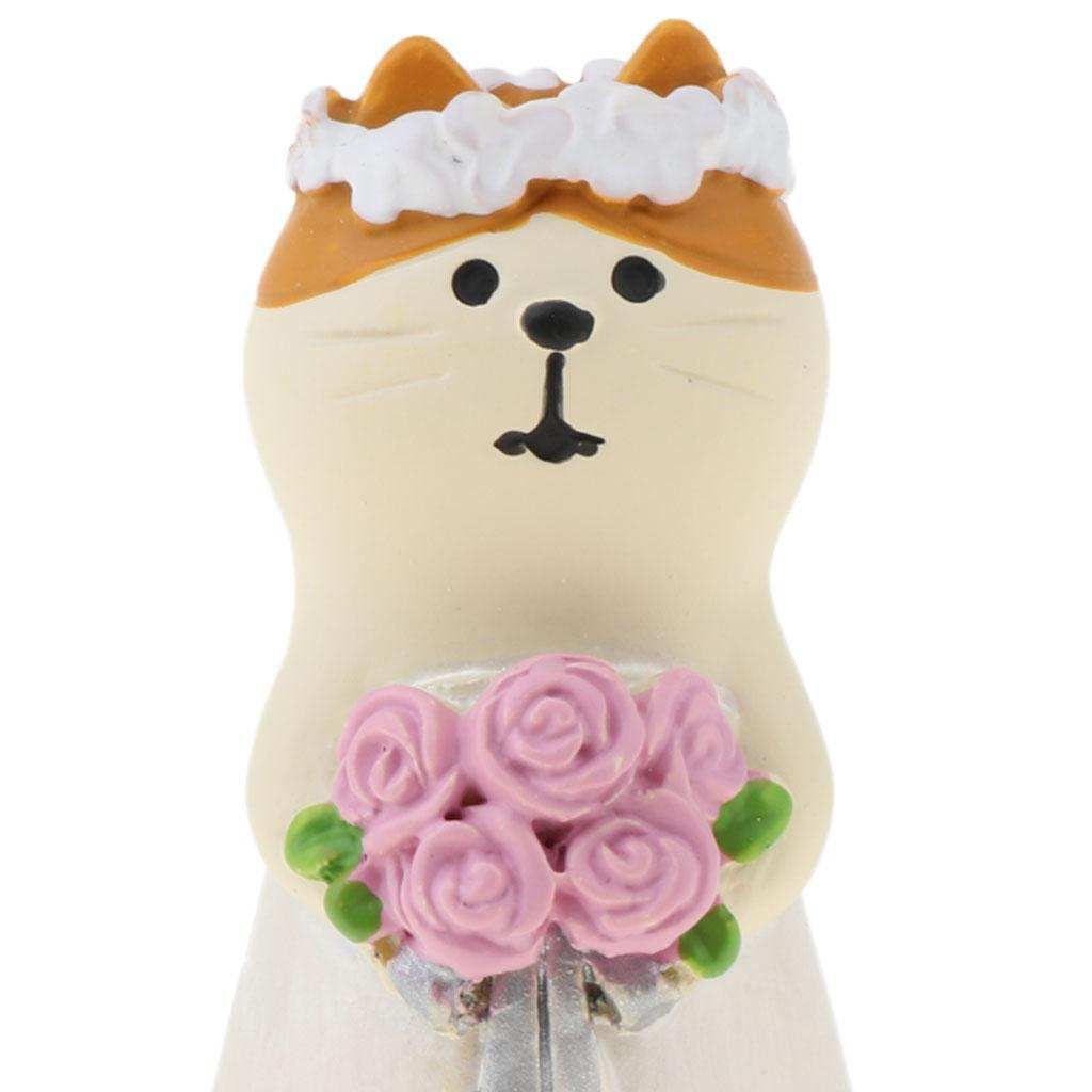 Mini Resin Cat Desktop Ornament Table Craft Home Car Cat Bride