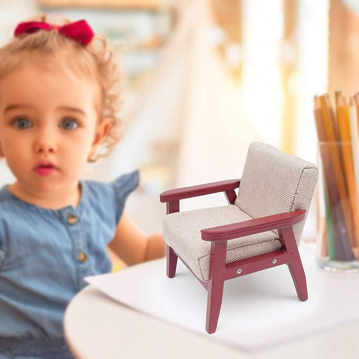 1/12 Miniature Single Sofa Arm Chair - Dolls Couch,Yellow