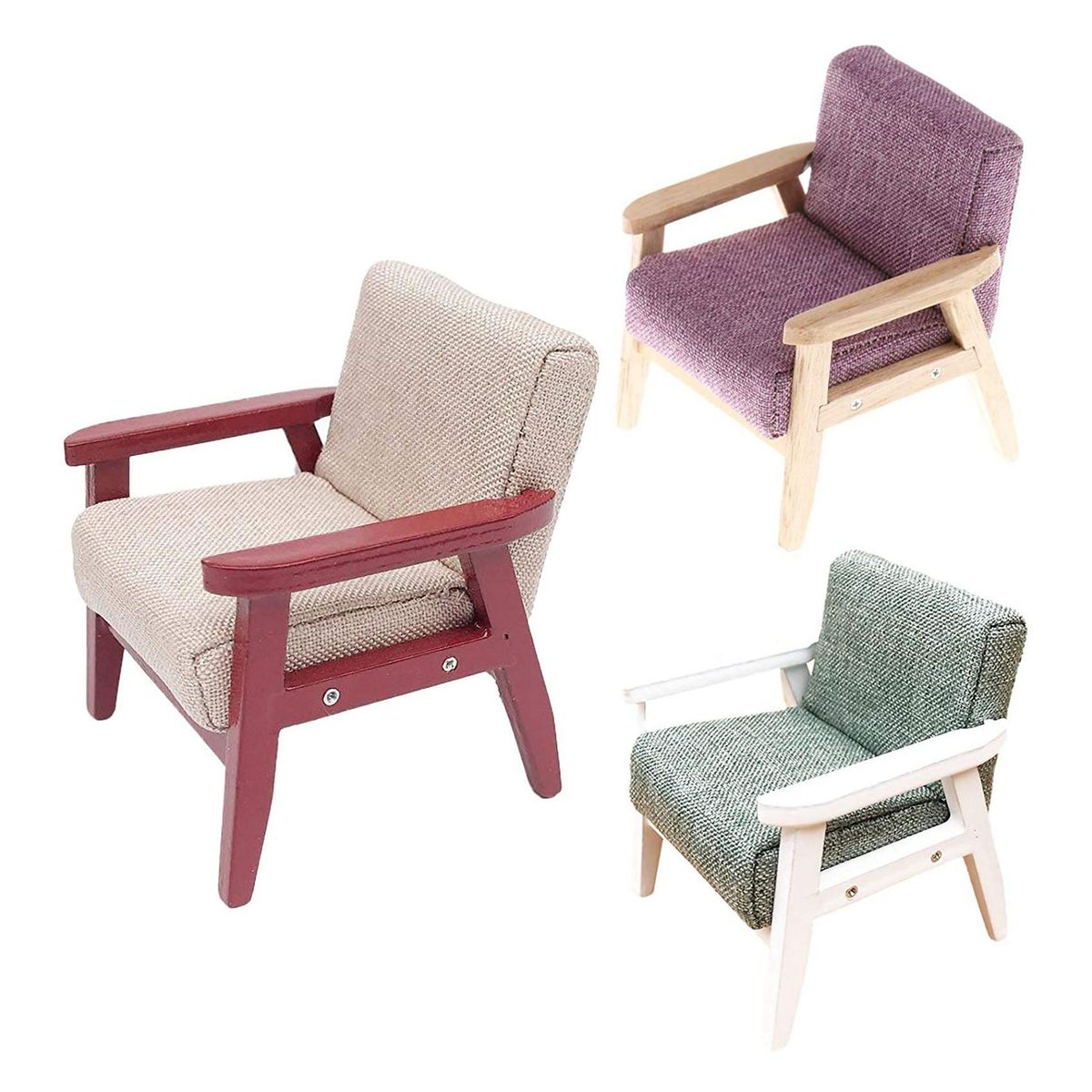 1/12 Miniature Single Sofa Arm Chair - Dolls Couch,Yellow