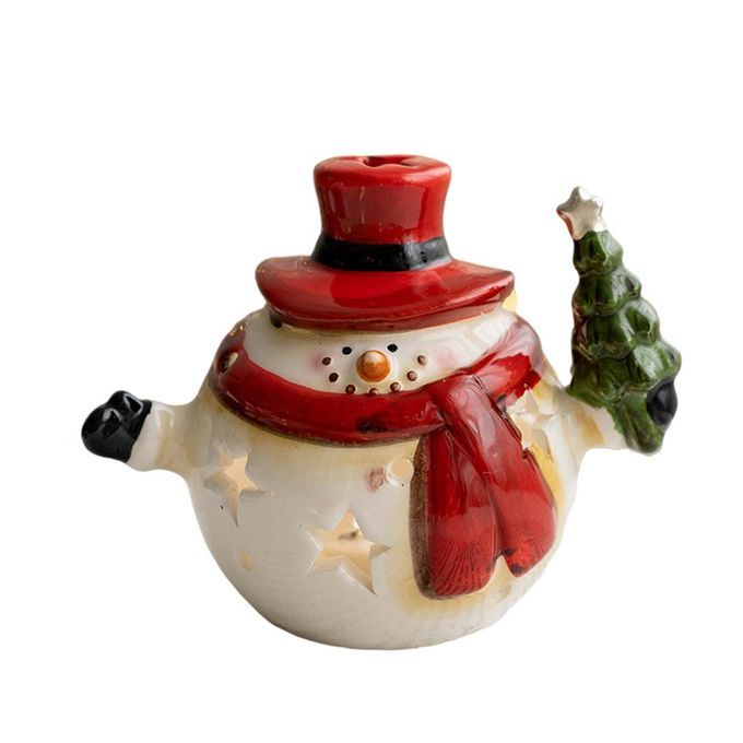Figurines Christmas Decorations Gifts Ceramic Snowman With Light