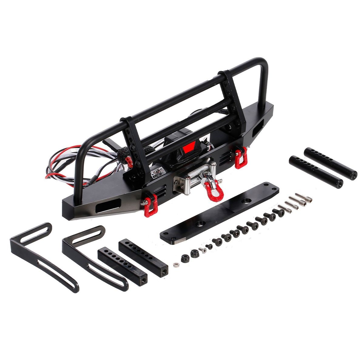 Metal Front Bumper With Winch 2 LED Light For1/10 RC Car