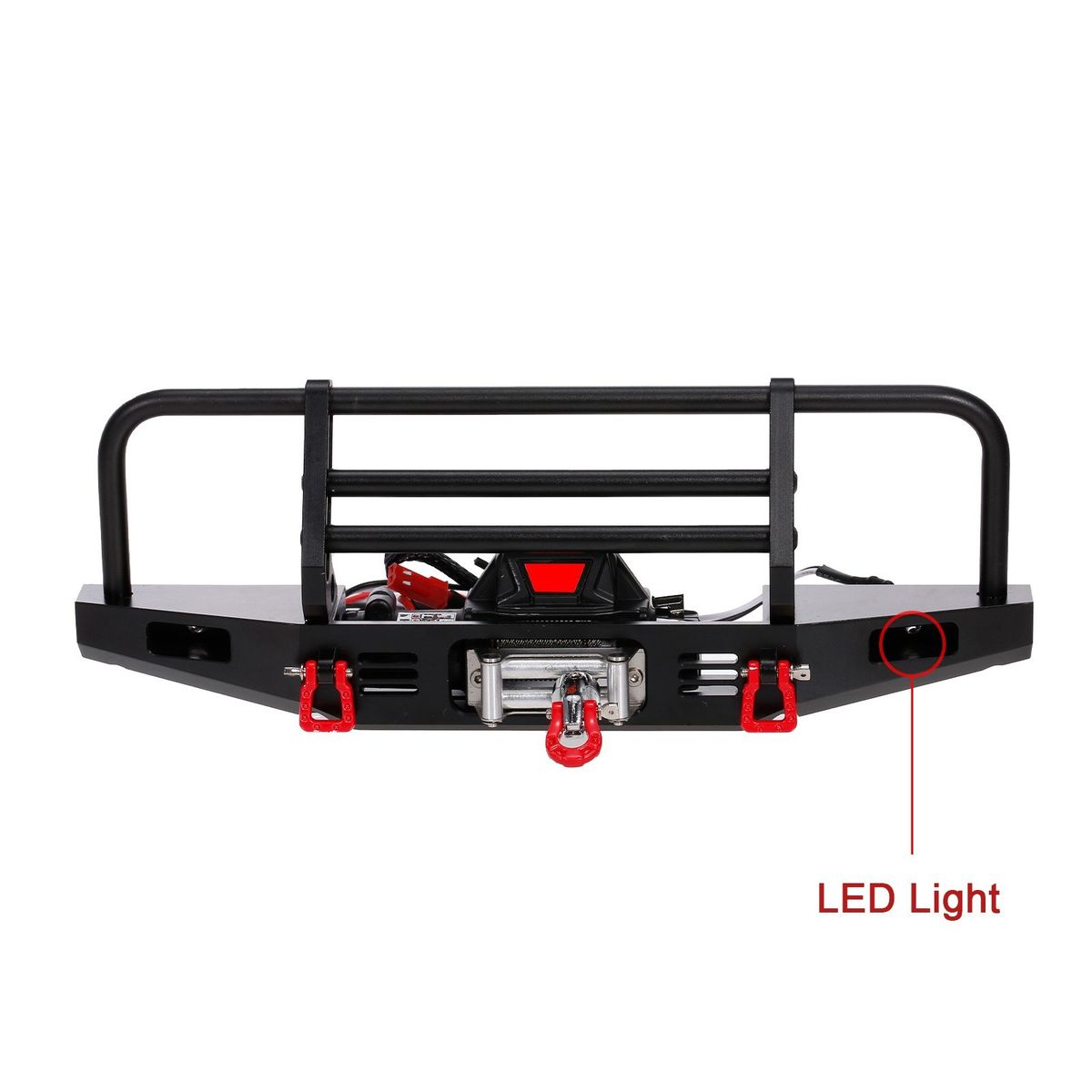 Metal Front Bumper With Winch 2 LED Light For1/10 RC Car