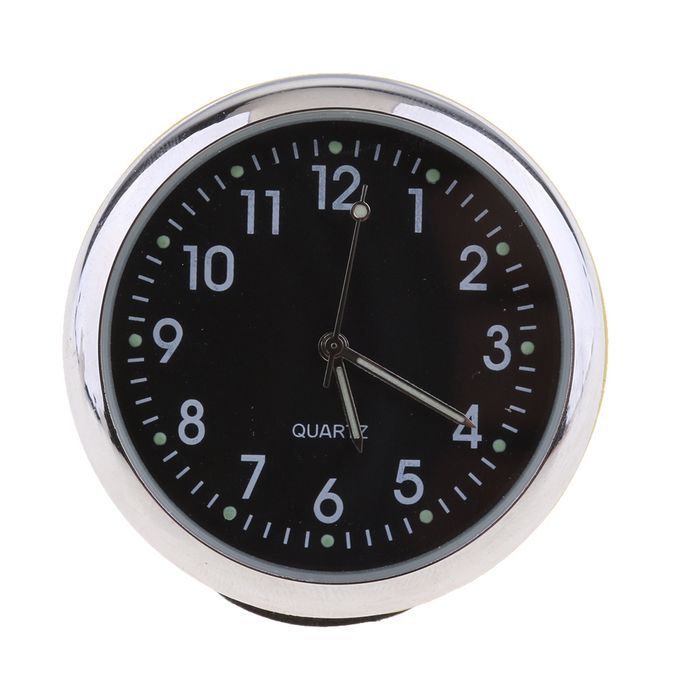 Car Dashboard Clock Table Classic Small Round Quartz Yellow +Black