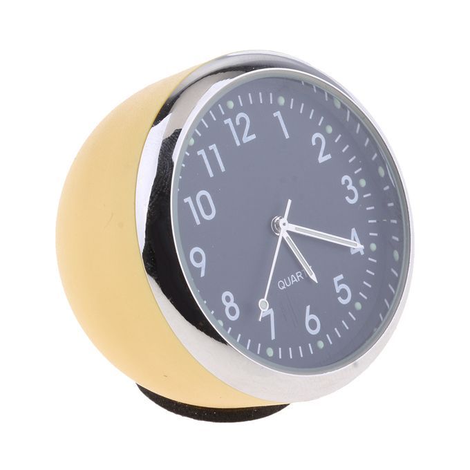 Car Dashboard Clock Table Classic Small Round Quartz Yellow +Black