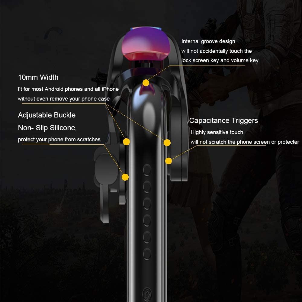 Mobile Game Controller Mobile Game Trigger For PUBG / Fortnite / Call Of Duty, Shooter Sensitive Controller Joysticks Aim & Fire Trigger For IPhone And Android Phone (1 Pair)