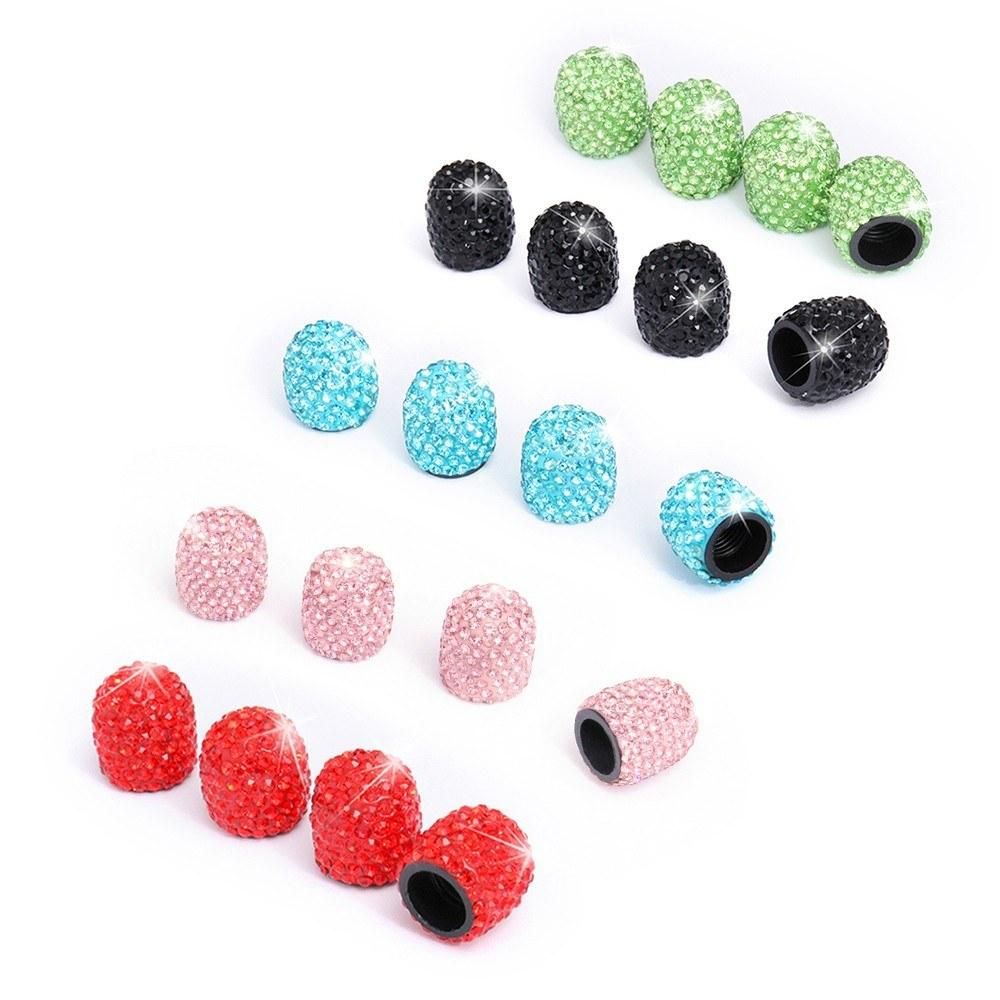 Car Tire Valve Caps 4 Pack Diamond Valve Stem Caps Crystal Rhinestone Valve Core Cap New Creative Valve Cap