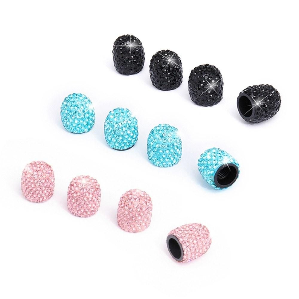 Car Tire Valve Caps 4 Pack Diamond Valve Stem Caps Crystal Rhinestone Valve Core Cap New Creative Valve Cap