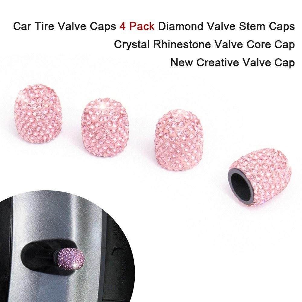 Car Tire Valve Caps 4 Pack Diamond Valve Stem Caps Crystal Rhinestone Valve Core Cap New Creative Valve Cap