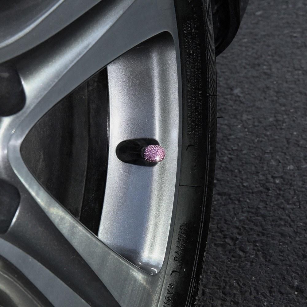 Car Tire Valve Caps 4 Pack Diamond Valve Stem Caps Crystal Rhinestone Valve Core Cap New Creative Valve Cap