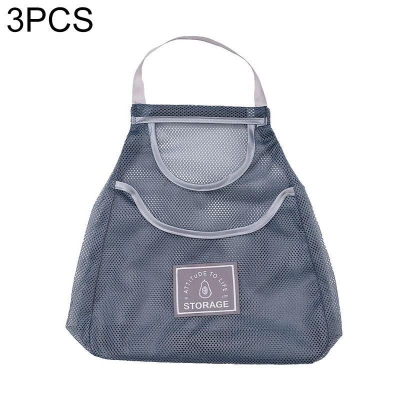3 PCS Sundries Mesh Storage Bag, Colour: Gray (Medium)