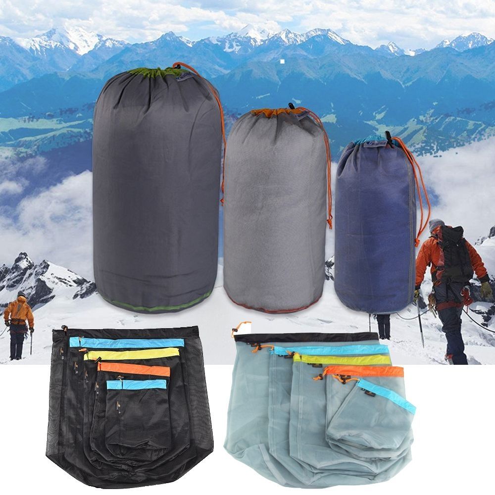 Mesh Compression Bag Sundry Bag, Size:  S-XXL (5PCS Black)