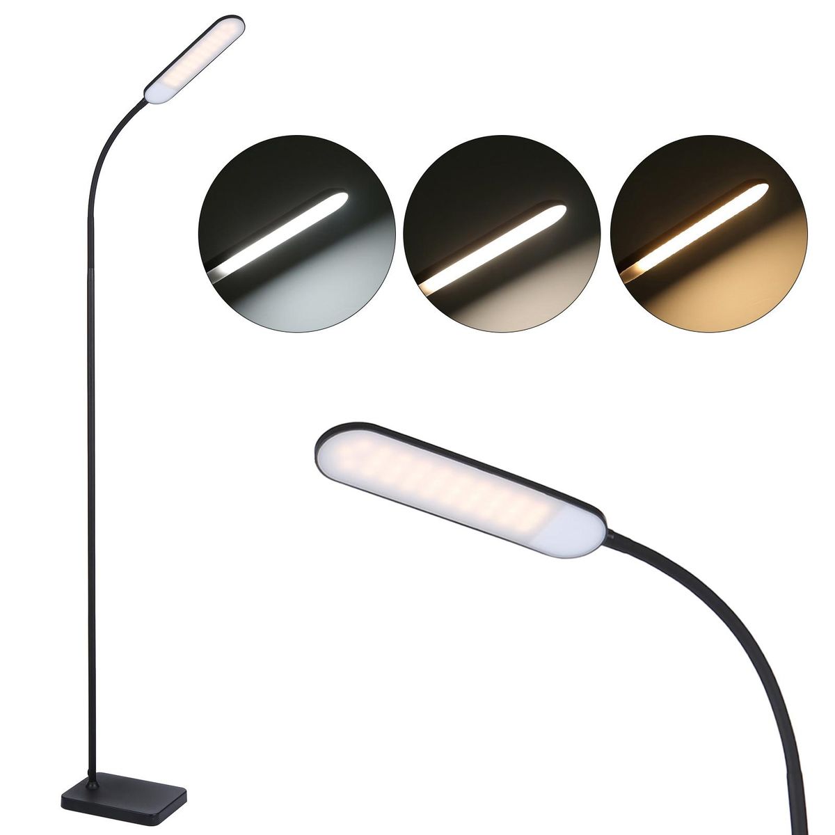 Neoglint LED Floor Lamp Touching Control Dimmable Standing Reading Light with 3 Color Temperatures High Lumens for Bedroom Living Room Office