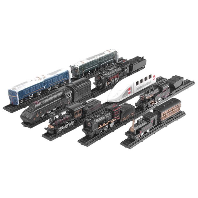 9 Pieces 1:1200 Assembly Train Toys Lotomotive Carriage Train With