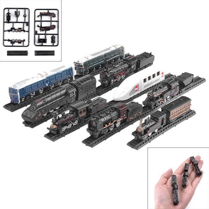 9 Pieces 1:1200 Assembly Train Toys Lotomotive Carriage Train With