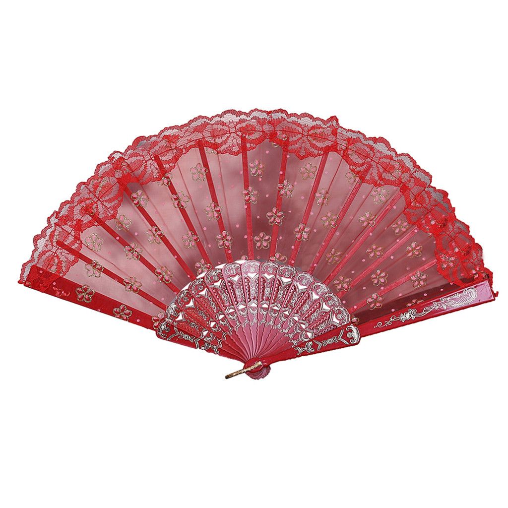 Lace #40 Fan Dance Held Gift Flower Silk Hand Party Pattern Best Folding Wedding Pocket Silk Lace Party Style Fans Chinese