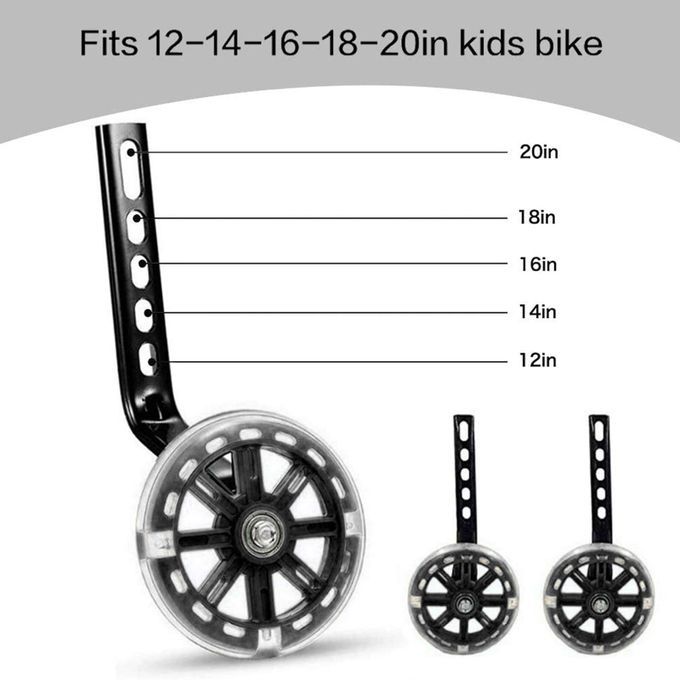 Mute Flashing 12-20 Inches Kids Bicycle Balance Training Side Black