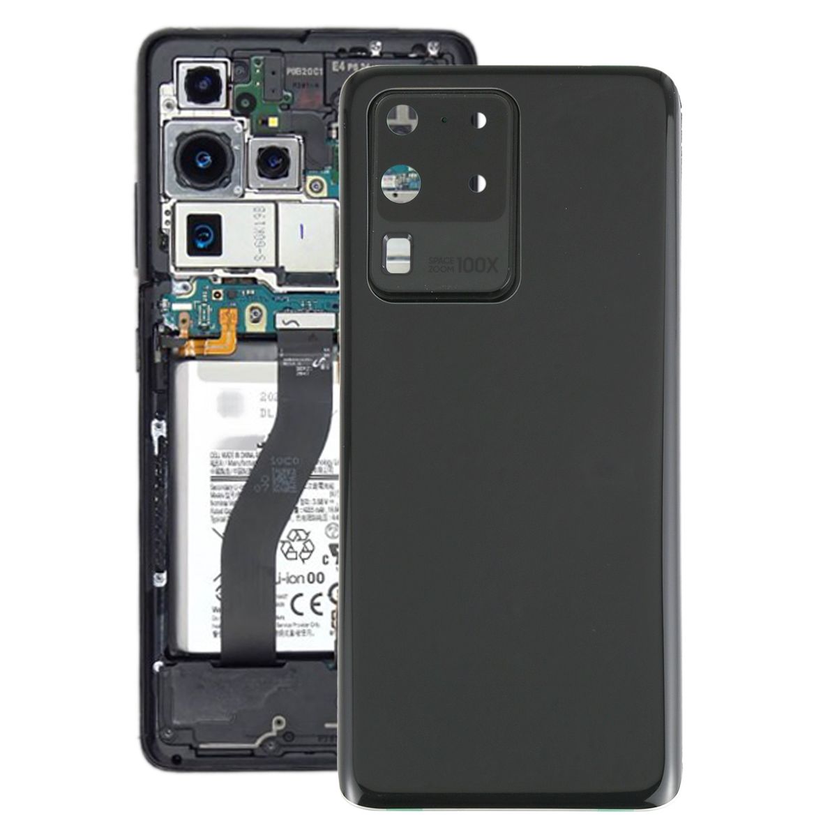 Battery Back Cover With Camera Lens Cover For Samsung Galaxy S20 Ultra(Black)