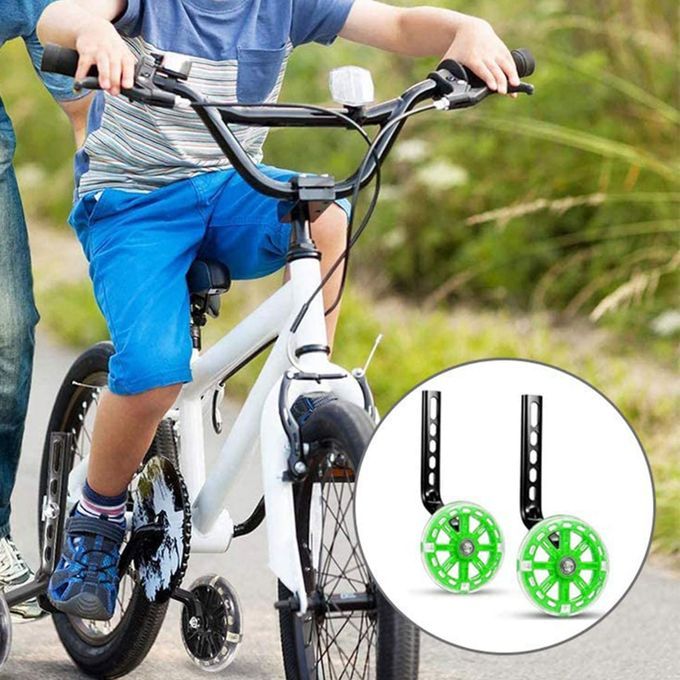 Mute Flashing 12-20 Inches Kids Bicycle Balance Training Side Green