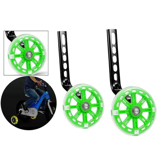 Mute Flashing 12-20 Inches Kids Bicycle Balance Training Side Green