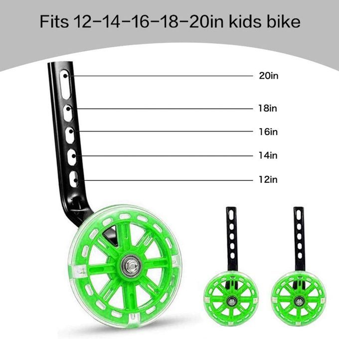 Mute Flashing 12-20 Inches Kids Bicycle Balance Training Side Green