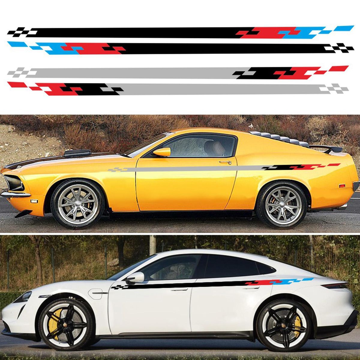 Universal Car Sticker Three Colors Strip Style Racing Car Body Side Decal for All Cars Decal