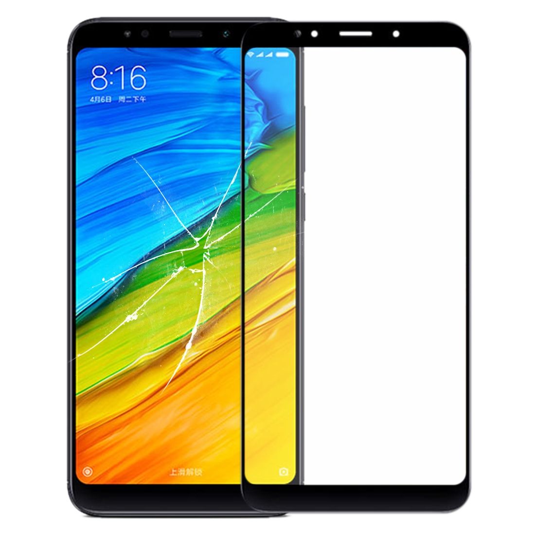 Front Screen Outer Glass Lens With OCA Optically Clear Adhesive For Xiaomi Redmi Note 5(Black)