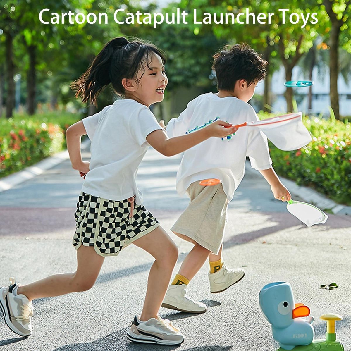 1 Set Flying Disc Toys Cartoon Catapult Kids Toys Blue