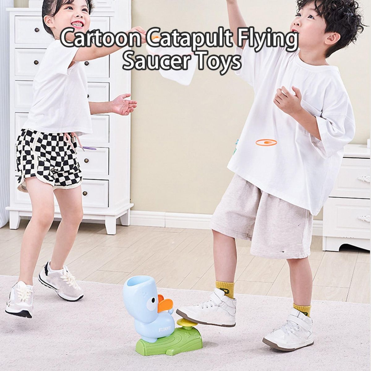 1 Set Flying Disc Toys Cartoon Catapult Kids Toys Blue