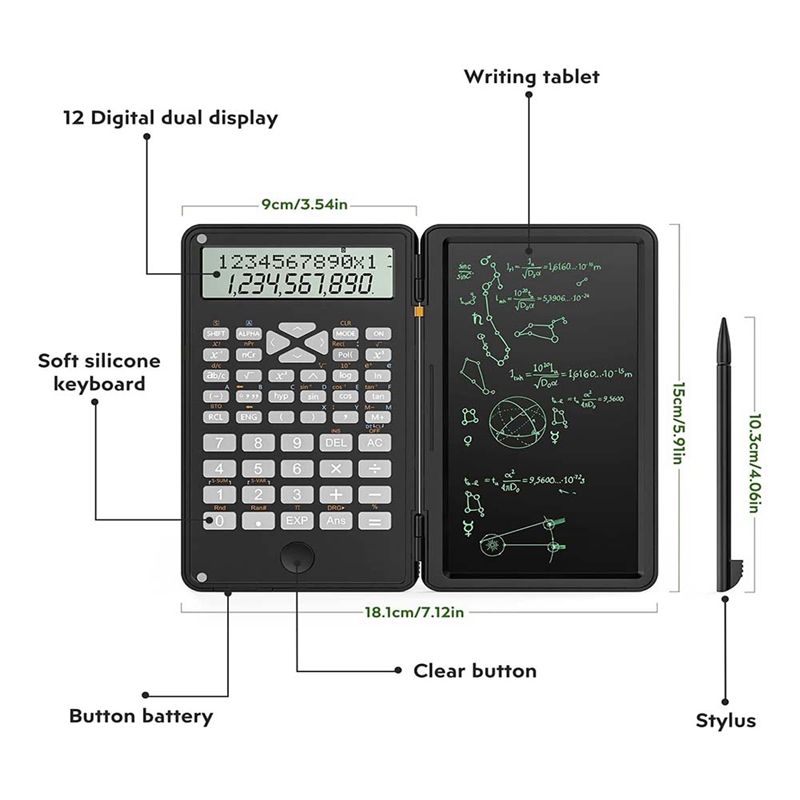 Calculator  Scientific Calculators 12-Digit Calculator Writing Tablet  Foldable Financial Calculator for School Office