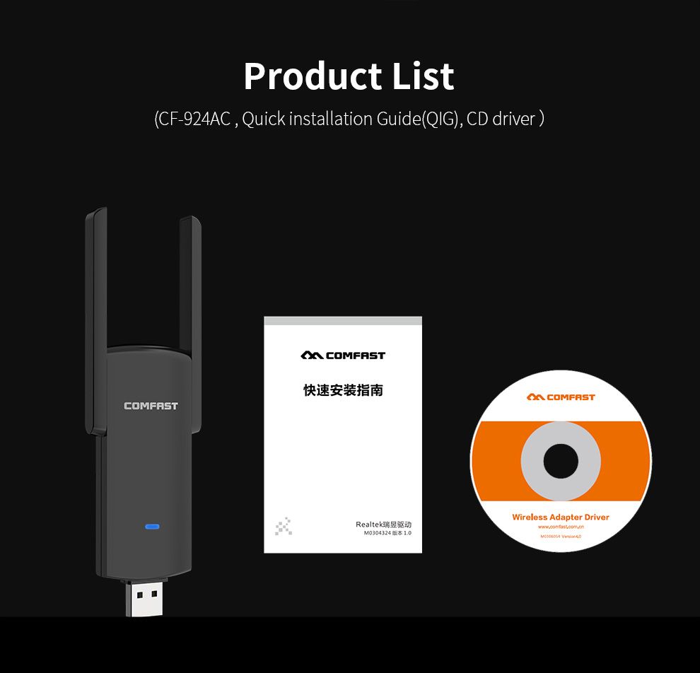 1300Mbps Dual Band 5G USB Wifi Adapter Support Mu-mimo