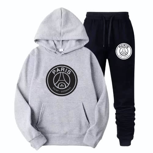 Grey Hoodie And Black Jogger With Club Logo Prints Pk3