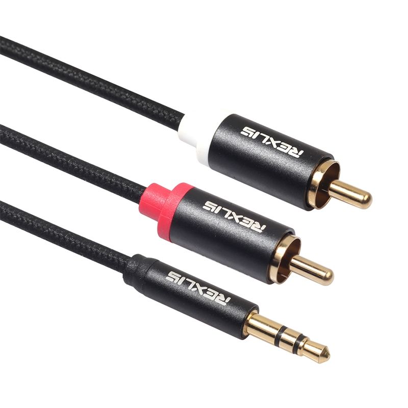 3.5mm Male To Dual RCA Audio Cable For RCA Input Interface Active Speaker, Length: 10m