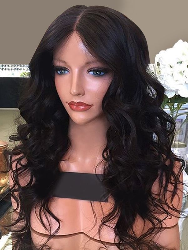 Long Length Wavy Synthetic Wig With Center Parting