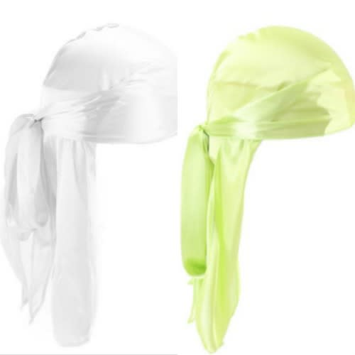 2 In 1 Silky Durags(White & Lime green)
