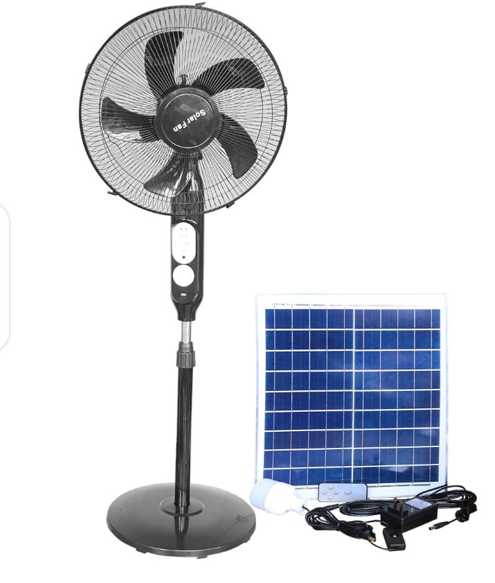 OST Solar/Rechargeable Fan With LED Bulb