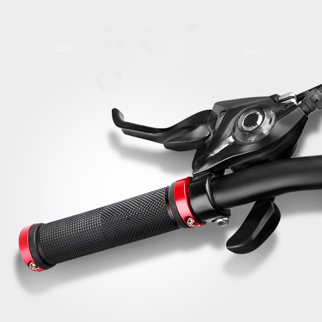 1 Pair Bicycle Double Lock MTB Cycling Handle Bar Grips Hand Cover Red