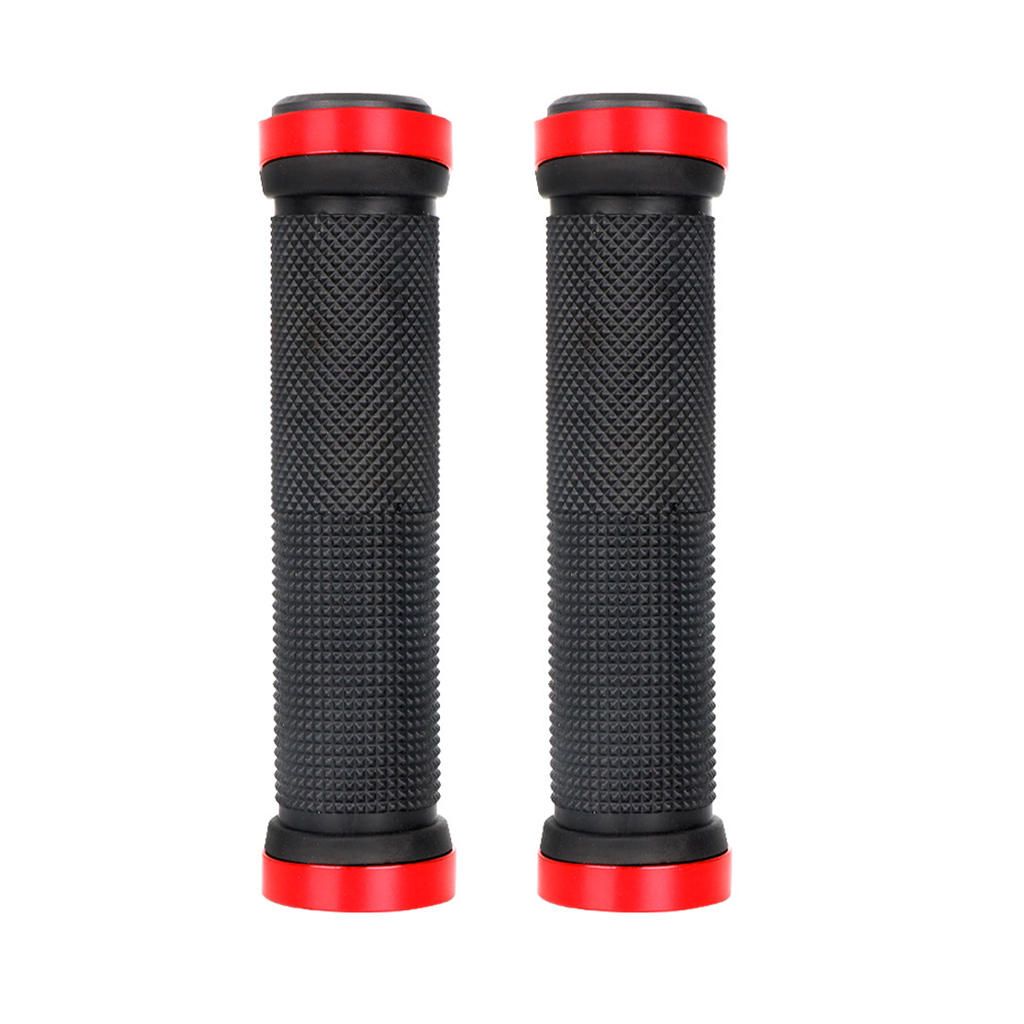 1 Pair Bicycle Double Lock MTB Cycling Handle Bar Grips Hand Cover Red