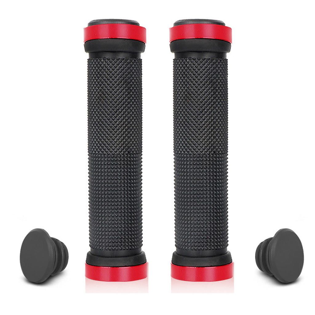 1 Pair Bicycle Double Lock MTB Cycling Handle Bar Grips Hand Cover Red