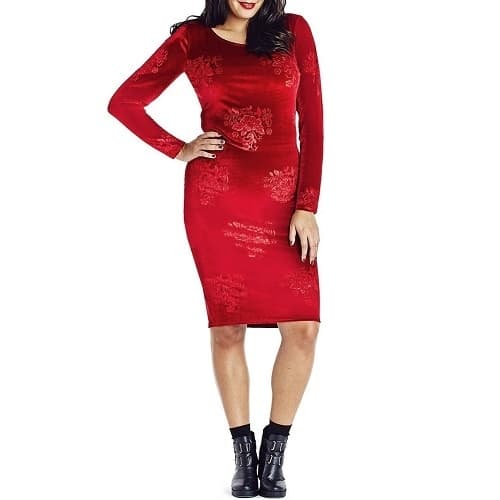 Velour Plus Size Floral Burnout Bodycon Dress - Dress