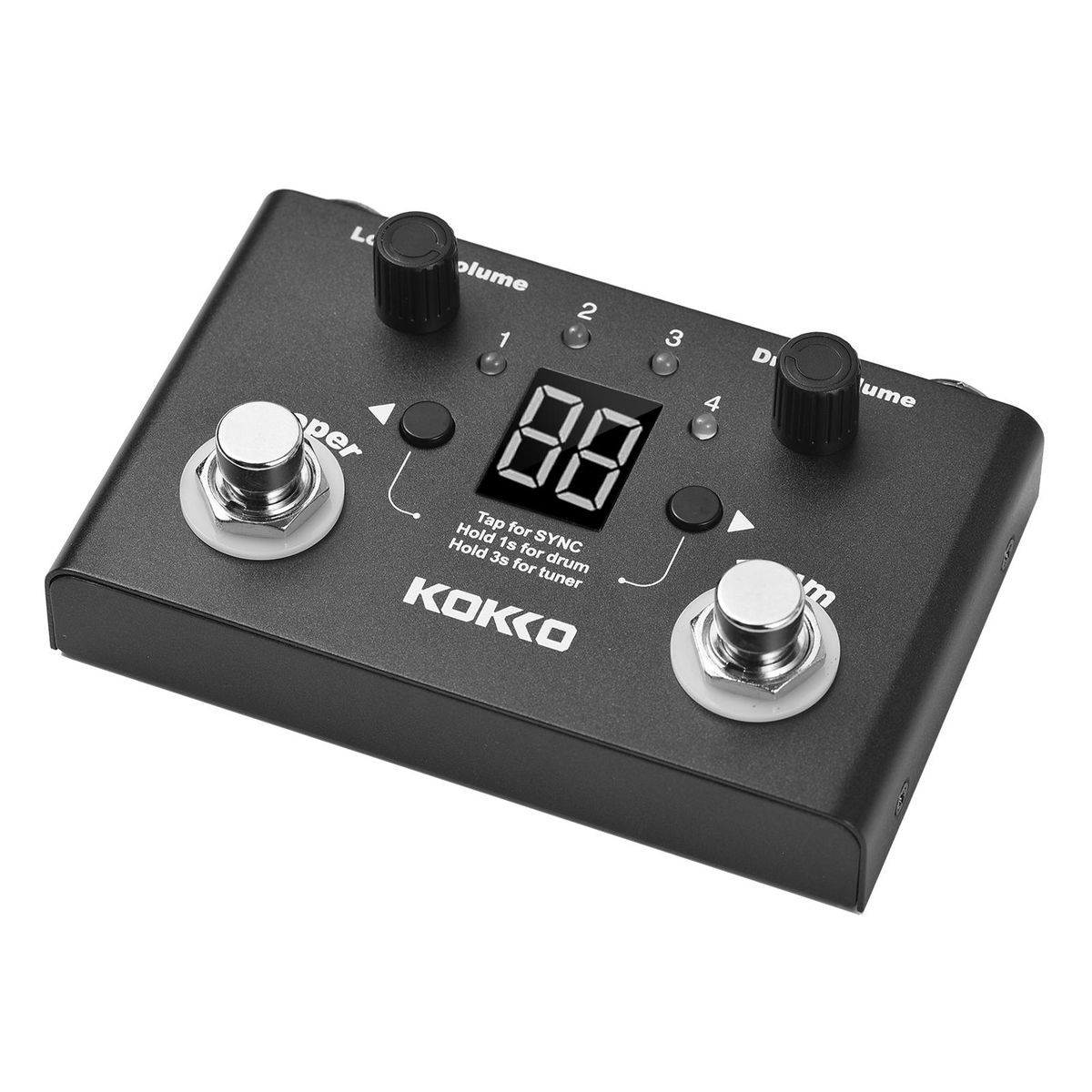 KOKKO Multifunctional Drum & Looper Effect Pedal Tuner BT Page-Turner Phrase Loop Recording Drum Machine Effect Compact Pedal Portable Musical Instrument Effect Pedal Digital Tuner
