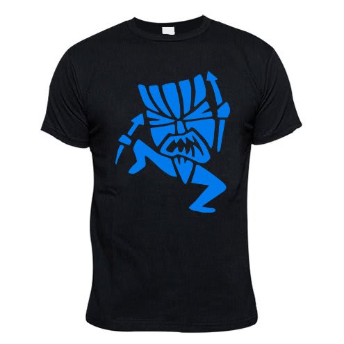 Tiki Warrior Print T-Shirt - Black