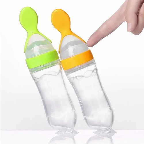 2-in-1 Silicone Baby Squeezing Spoon Feeding Bottle Feeder