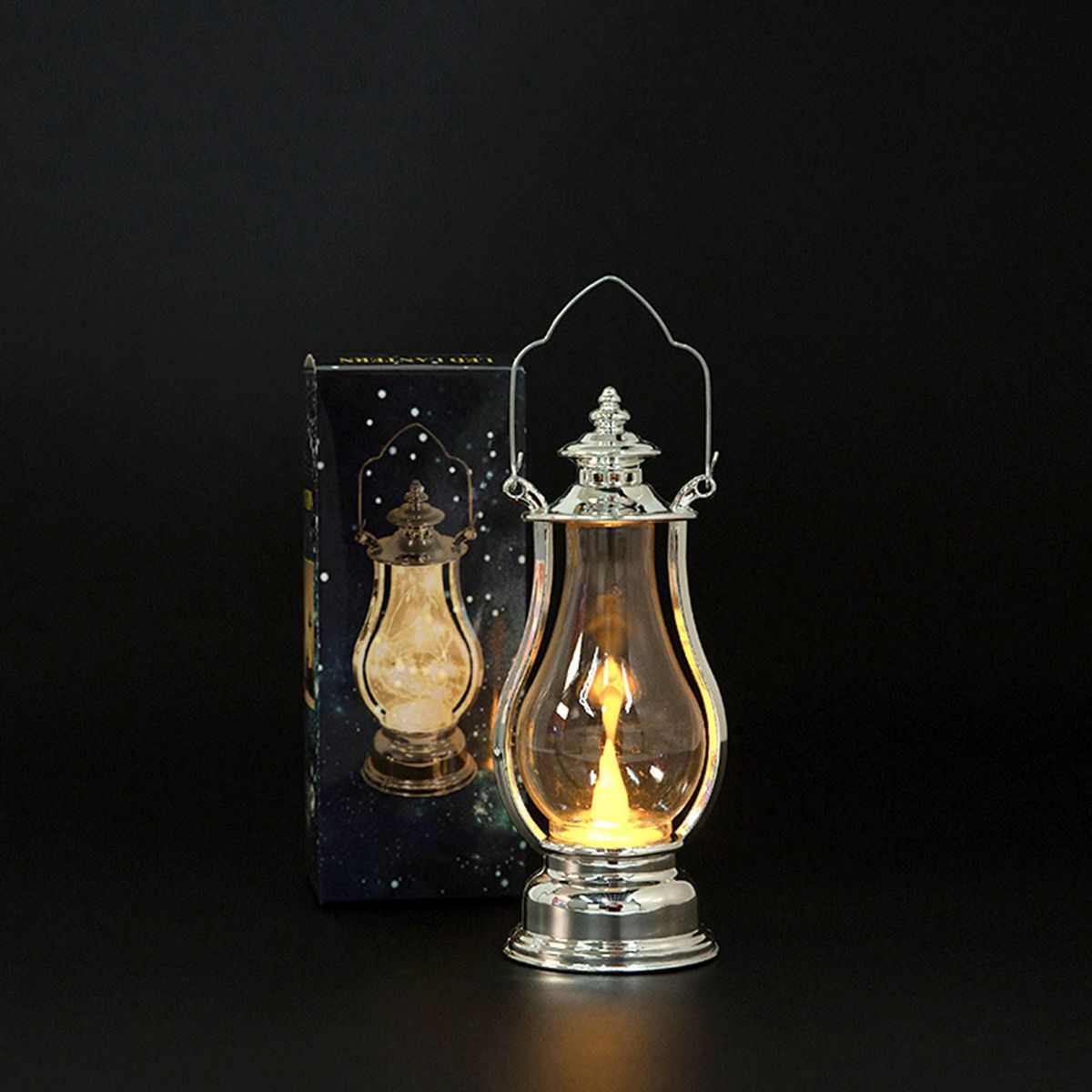 Desktop Lantern Hanging LED Lantern Lamp Silver