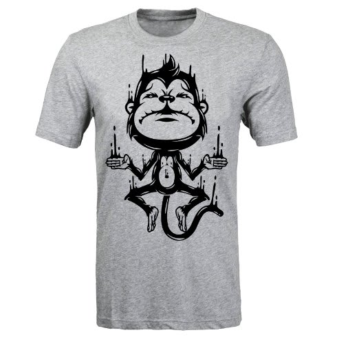 Monkey Pose Print T-Shirt - Grey