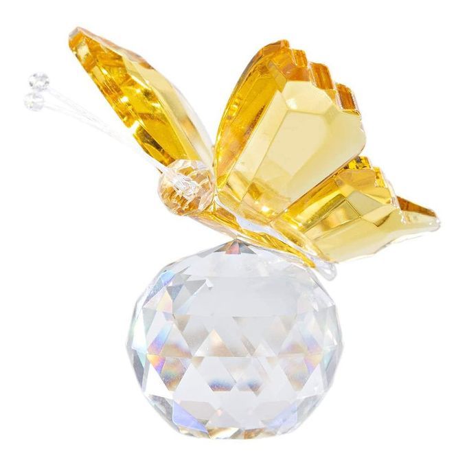 Rystal Flying  Erfly With  Rystal Ball Base Figurine Ornament Statue-yellow