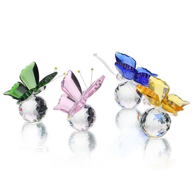 Rystal Flying  Erfly With  Rystal Ball Base Figurine Ornament Statue-yellow