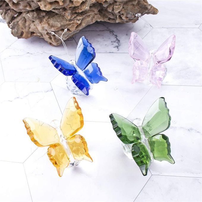 Rystal Flying  Erfly With  Rystal Ball Base Figurine Ornament Statue-yellow