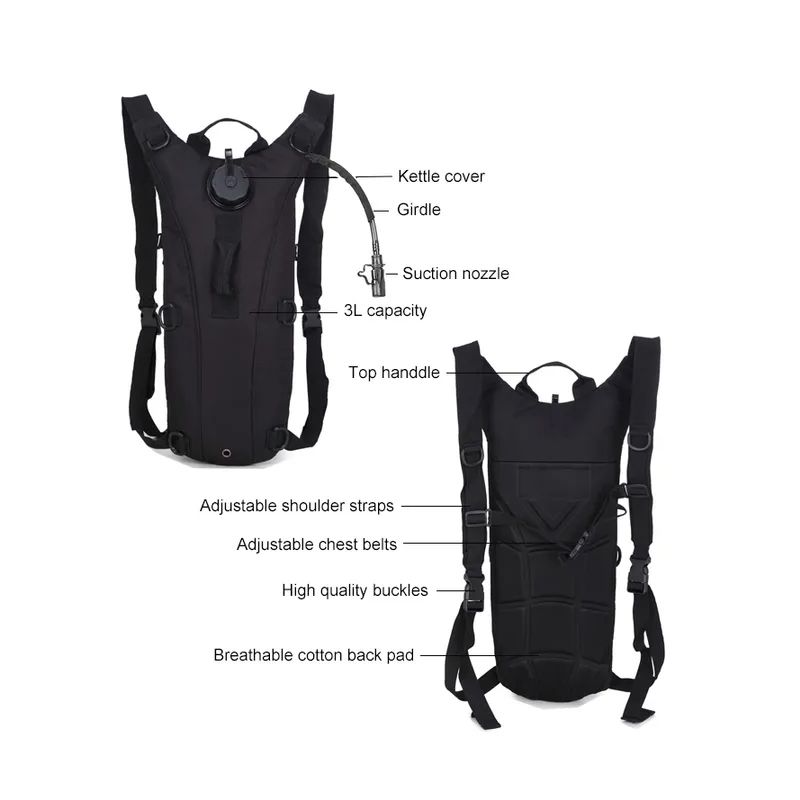 3L Tactical Hydration Backpack Outdoor Drinking Water Bag