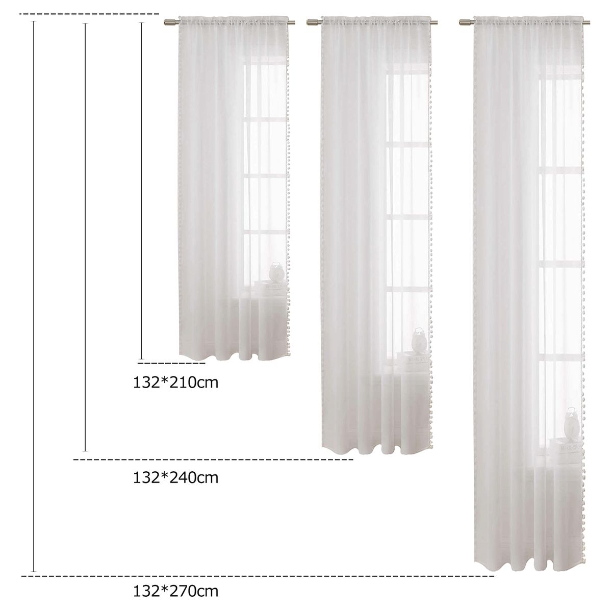 2pc Curtain Modern Simple Solid Color Window Screen Filter