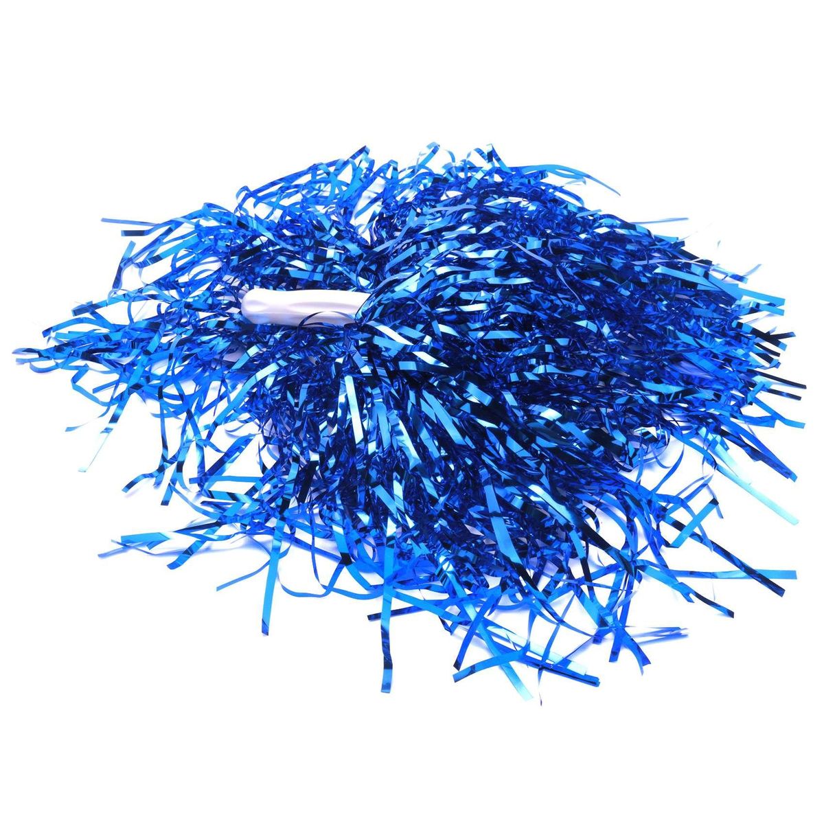 24Pcs Cheerleading Poms Metallic Foil Cheer Poms with Plastic Handle for Adults Kids Cheerleaders Party Blue